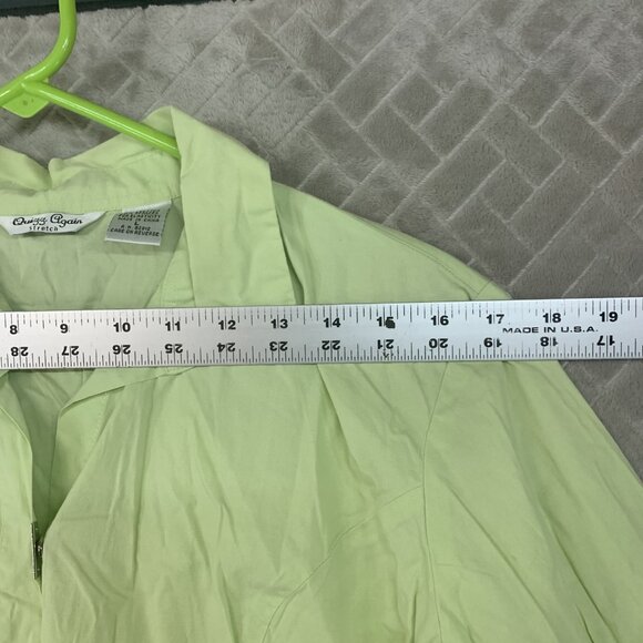 Quizz Again Womens L Shirt Light Green Button Up 3/4 Sleeve Eclectic Minimalist - Picture 7 of 16